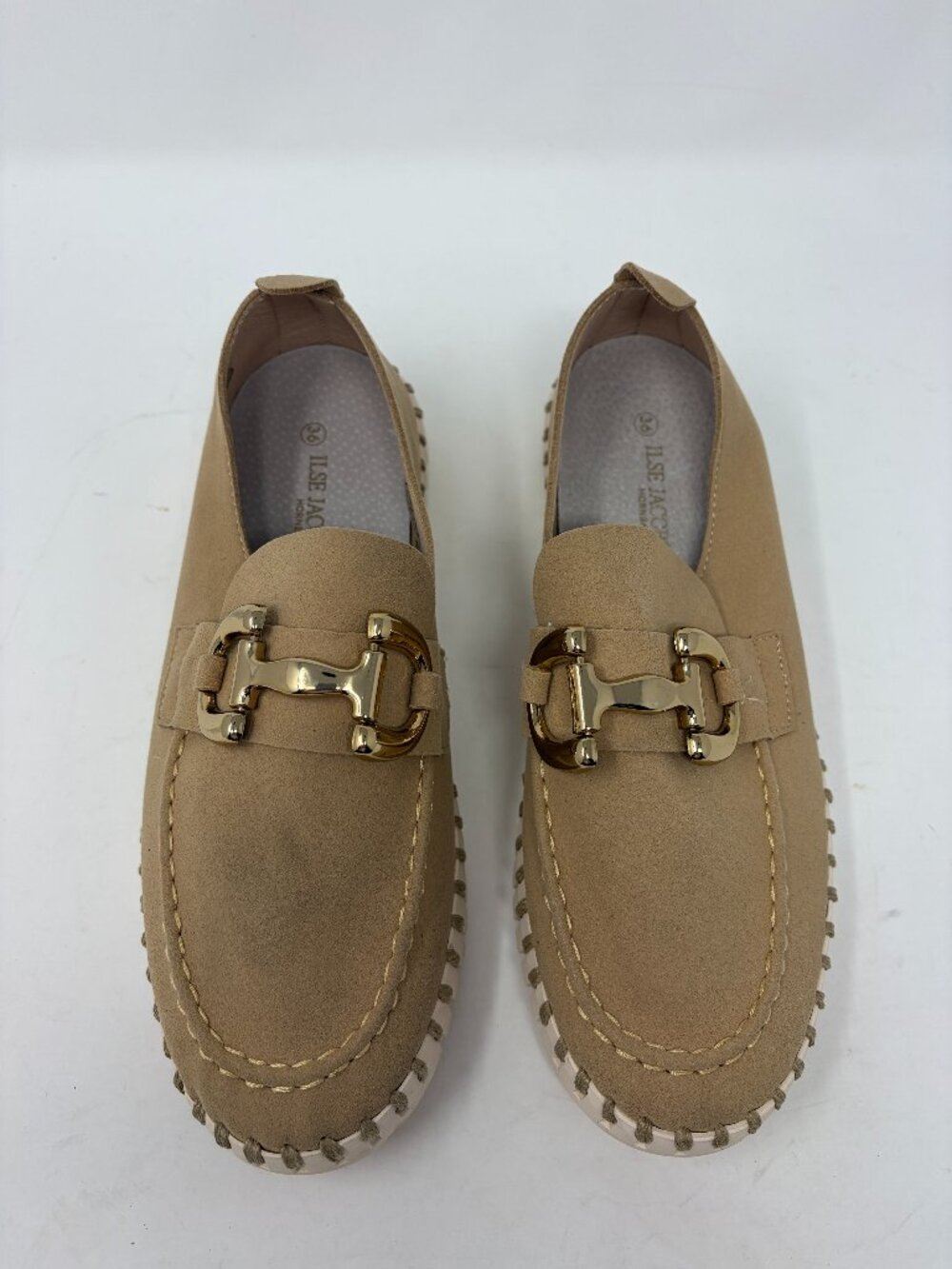Ilse Jacobsen women's tulip slip-on shoes 36 suede tan horsebit